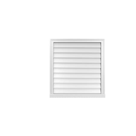 Ekena Millwork Vertical Surface Mount PVC Gable Vent w/ 2"W x 2"H , Brickmould Sill Frame, 30"W x 32"H GVPVE30X3203SN
